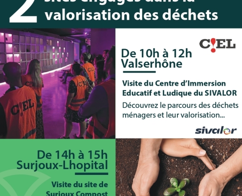 De 10h00 à 12h00 visitez le CIEL à Valserhône. De 14h00 à 15h00 direction la Compostière de Surjoux.